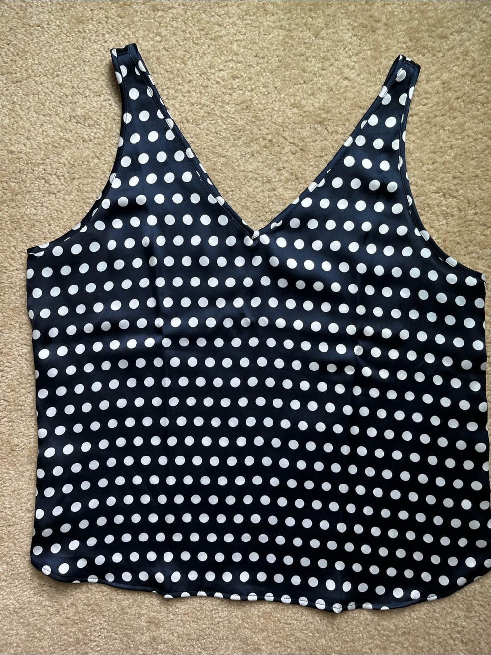 LOFT Navy Blue Polka Dot V-Neck Tank
